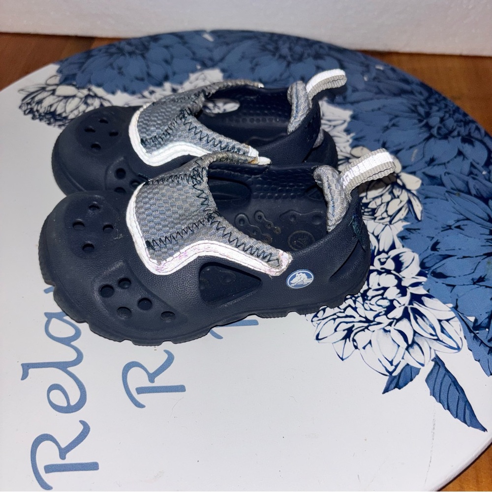 Crocs Toddler Water Shoes Navy Gray Est C5 ~5” No Size Tag